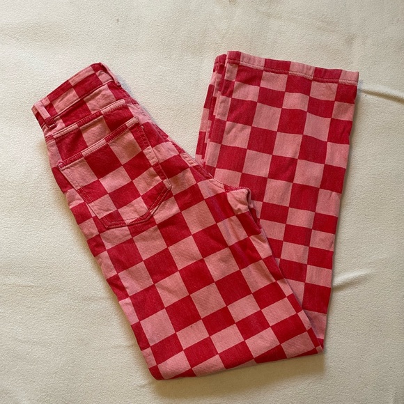 Zara red & pink checkered pants - Picture 2 of 3